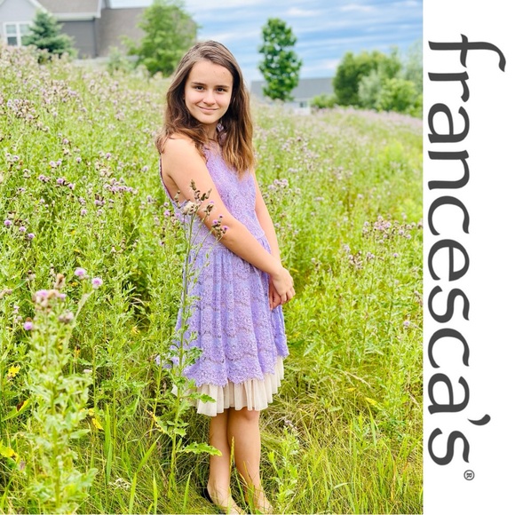 Francesca's Collection | Eloise Lace open back dress Lavender | Size Small - Picture 1 of 12